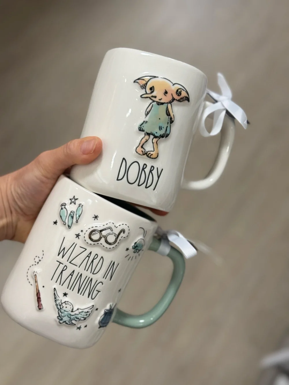 Rae Dunn Harry potter Ceramic 'Dobby' & 'Wizard in Training' Mugs - Picture 2 of 2